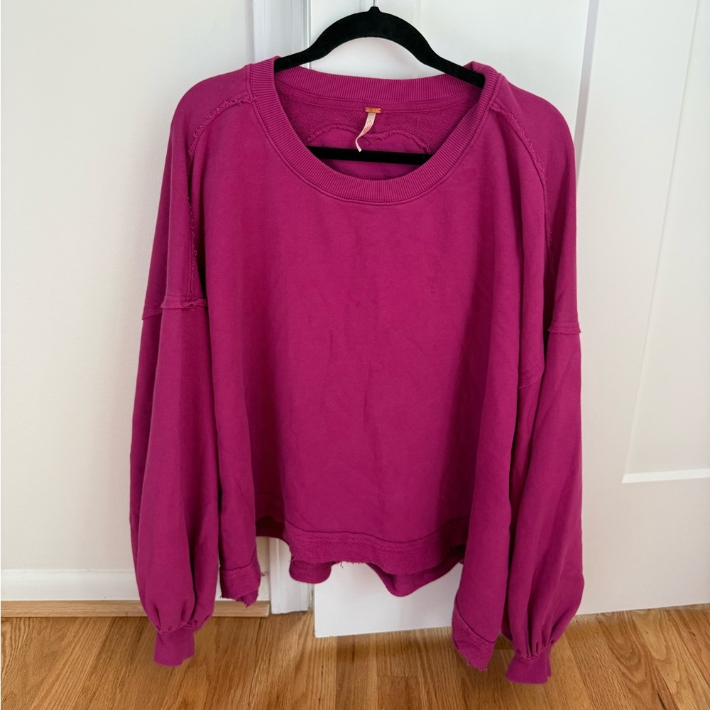 Free People Magenta Crewneck Sweatshirt